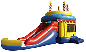 Birthday Cake Wet/Dry Inflatable Bounce House Slide Combo